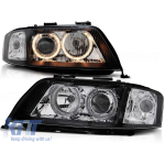 Set de faruri tuning cu ochi de înger halogen potrivit pentru Audi A6 C5 06.2001-05.2004 sedan/combinate, stânga și dreapta Performance AutoTuning
