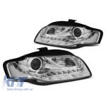 Set de faruri tuning potrivit pentru Audi A4 B7 2004-2008 cu bază cromată, stânga și dreapta Performance AutoTuning