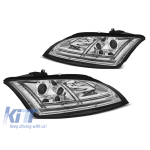 Set de faruri tuning potrivit pentru Audi TT 2006-2010 cu bază cromată, stânga și dreapta Performance AutoTuning