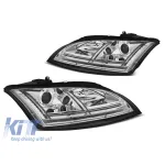Set de faruri tuning potrivit pentru Audi TT 2006-2010 cu bază cromată, stânga și dreapta Performance AutoTuning