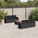 Set canapele de grădină cu perne, 7 piese, negru, poliratan GartenMobel Dekor
