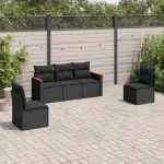 Set mobilier de grădină cu perne, 5 piese, negru, poliratan GartenMobel Dekor