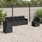 Set mobilier de grădină cu perne, 6 piese, negru, poliratan GartenMobel Dekor