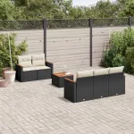 Set mobilier de grădină cu perne, 6 piese, negru, poliratan GartenMobel Dekor