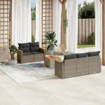 Set mobilier grădină cu perne, 6 piese, gri, poliratan GartenMobel Dekor