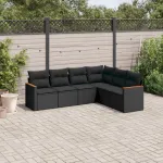 Set mobilier de grădină cu perne, 6 piese, negru, poliratan GartenMobel Dekor
