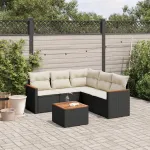 Set mobilier de grădină cu perne, 6 piese, negru, poliratan GartenMobel Dekor