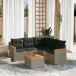 Set mobilier grădină cu perne, 6 piese, gri, poliratan GartenMobel Dekor