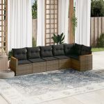 Set mobilier grădină cu perne, 6 piese, gri, poliratan GartenMobel Dekor
