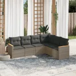 Set mobilier grădină cu perne, 6 piese, gri, poliratan GartenMobel Dekor