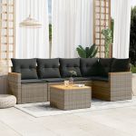 Set mobilier grădină cu perne, 6 piese, gri, poliratan GartenMobel Dekor