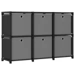 Raft expunere, 6 cuburi + cutii, negru, 103x30x72,5 cm, textil GartenMobel Dekor