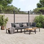 Set mobilier de grădină cu perne, 4 piese, negru, aluminiu GartenMobel Dekor
