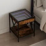 Noptieră cu LED infinity, stejar fumuriu, 40x40x49 cm GartenMobel Dekor