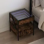 Noptieră cu LED infinity, stejar fumuriu, 40x40x51 cm GartenMobel Dekor