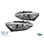 Kit de faruri DRL de tuning potrivit pentru BMW Seria 3 F30 sedan, F31 touring 2015-2018 cu bază cromată, stânga și dreapta Performance AutoTuning
