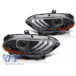 Kit de faruri LED de tuning potrivit pentru Ford Mustang 2018-2021 cu bază neagră, cu semnalizatoare dinamice, lumini DRL RGB pentru modelul cu lumini DRL de fabrică, stânga și dreapta Performance AutoTuning