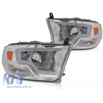 Kit de faruri de tuning cu lumini LED potrivit pentru Dodge Ram 2009-2018 cu bază cromată, stânga și dreapta Performance AutoTuning