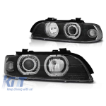 Kit de faruri tuning cu ochi de înger LED potrivit pentru BMW E39 09.1995-05.2003 sedan/combina, stânga și dreapta Performance AutoTuning
