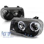 Kit de faruri tuning cu ochi de înger halogen, potrivit pentru Chrysler 300C 2005-2010 sedan/combinate, stânga și dreapta Performance AutoTuning