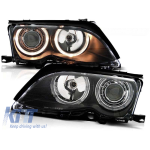 Kit de faruri tuning cu ochi de înger halogen potrivit pentru BMW 3 E46 09.2001-03.2005 sedan/combinate, stânga și dreapta Performance AutoTuning