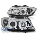 Kit de faruri tuning cu ochi de înger halogen potrivit pentru BMW 3 E90/E91 03.2005-08.2008, stânga și dreapta Performance AutoTuning