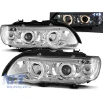 Kit de faruri tuning cu ochi de înger halogen potrivit pentru BMW X5 E53 09.1999-10.2003, stânga și dreapta Performance AutoTuning