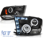 Kit de faruri tuning cu ochi de înger halogen și bandă LED potrivit pentru Dodge RAM 2009-2011, stânga și dreapta Performance AutoTuning