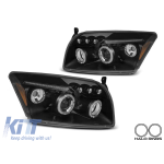 Kit de faruri tuning cu ochi de înger potrivit pentru Dodge Caliber 2006-2012 cu bază neagră, stânga și dreapta Performance AutoTuning