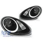 Kit de faruri xenon de tuning potrivit pentru Porsche Boxster/Cayman 987 2005-2008 cu bază neagră, stânga și dreapta Performance AutoTuning