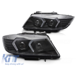 Kit de faruri xenon potrivit pentru BMW Seria 3 E90 sedan, E91 touring LCI 2009-2011 cu bază neagră Performance AutoTuning
