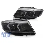 Kit de faruri xenon potrivit pentru BMW Seria 3 E90 sedan, E91 touring LCI 2009-2011 cu bază neagră Performance AutoTuning