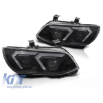 Set de faruri LED de tuning potrivit pentru BMW Seria 3 E92 coupe, E93 cabrio 2010-2013 cu bază neagră, pentru modelul cu lumini DRL de fabrică, fără AFS, stânga și dreapta Performance AutoTuning