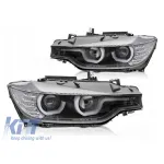 Set de faruri LED de tuning potrivit pentru BMW Seria 3 F30 sedan, F31 touring 10.2011-05.2015 cu bază neagră, stânga și dreapta Performance AutoTuning