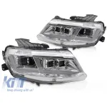 Set de faruri LED de tuning potrivit pentru Chevrolet Camaro 2016-2018 cu bază cromată, cu semnale de întoarcere dinamice, pentru modelul cu lumini DRL de fabrică, stânga și dreapta Performance AutoTuning