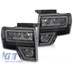 Set de faruri LED de tuning potrivit pentru Ford F150 2008-2014 cu bază neagră, pentru modelul cu lumini DRL din fabrică, cu semnalizatoare dinamice, cu funcția "Bun venit", stânga și dreapta Performance AutoTuning