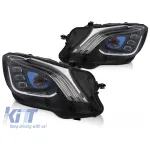 Set de faruri LED de tuning potrivit pentru Mercedes S-Class W222 sedan cu bara de protecție din față 2013-2017 cu bază neagră, cu semnalizatoare dinamice, cu funcția "Bun venit", stânga și dreapta Performance AutoTuning