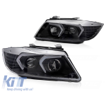 Set de faruri LED potrivit pentru BMW Seria 3 E90 sedan, E91 touring 2005-2008 cu bază neagră Performance AutoTuning
