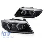 Set de faruri LED potrivit pentru BMW Seria 3 E90 sedan, E91 touring 2005-2008 cu bază neagră Performance AutoTuning