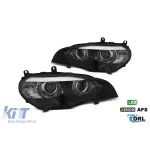 Set de faruri LED potrivit pentru BMW X5 E70 2007-2013 cu xenon de fabrică, cu AFS, bază neagră, stânga și dreapta Performance AutoTuning