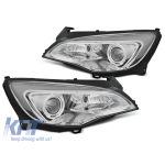 Set de faruri de tuning cromat cu lumini DRL potrivit pentru OPEL ASTRA J 2010-2015, stânga și dreapta Performance AutoTuning