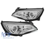 Set de faruri de tuning cromat cu lumini DRL potrivit pentru OPEL ASTRA J 2010-2015, stânga și dreapta Performance AutoTuning