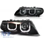 Set de faruri de tuning cu ochi de înger LED 3D, potrivit pentru BMW 3 E46 09.2001-03.2005 sedan/combinate, stânga și dreapta Performance AutoTuning