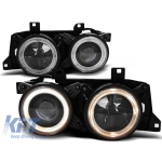 Set de faruri de tuning cu ochi de înger halogen potrivit pentru BMW 5 E34 1987-1995 sedan/combinate, BMW 7 E32 1986-1994, stânga și dreapta Performance AutoTuning