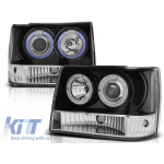 Set de faruri de tuning cu ochi de înger halogen potrivit pentru Chrysler JEEP GRAND CHEROKEE 1993-1998, stânga și dreapta Performance AutoTuning