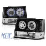 Set de faruri de tuning cu ochi de înger halogen potrivit pentru Chrysler JEEP GRAND CHEROKEE 1993-1998, stânga și dreapta Performance AutoTuning