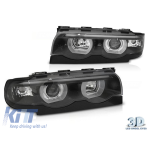 Set de faruri de tuning potrivit pentru BMW Seria 7 E38 1994-2001 cu bază neagră, stânga și dreapta Performance AutoTuning