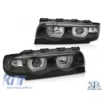Set de faruri de tuning potrivit pentru BMW Seria 7 E38 1994-2001 cu bază neagră, stânga și dreapta Performance AutoTuning