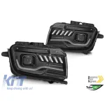 Set de faruri de tuning potrivit pentru Chevrolet Camaro 2009-2013 bază neagră cu semnal de întoarcere dinamic, stânga și dreapta Performance AutoTuning