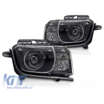 Set de faruri de tuning potrivit pentru Chevrolet Camaro 2009-2013 cu bază neagră, stânga și dreapta Performance AutoTuning